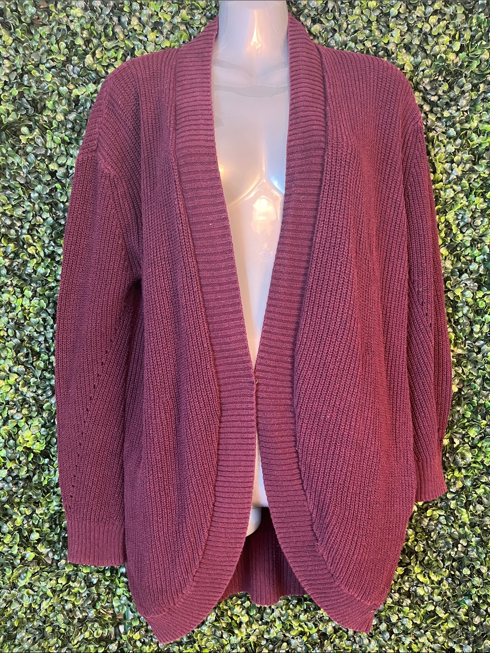 American Eagle Outfitters Open-Front Plum Cardigan